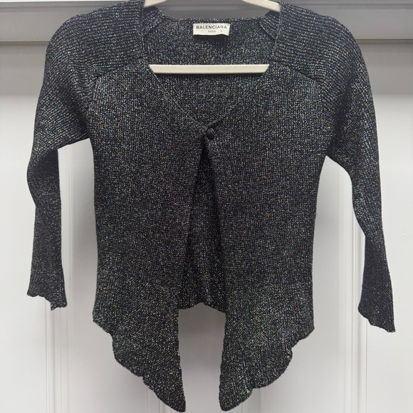 Balenciaga Black Metallic Knit Cardigan Sweater - Picture 2 of 11